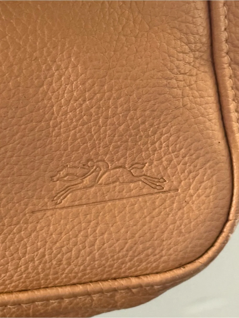 Longchamp Tan Leather Shoulder Bag with Buckled Flap